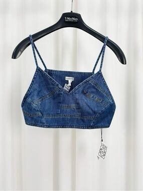 🚩steal Loewe Dark Blue Denim Cropped Camisole